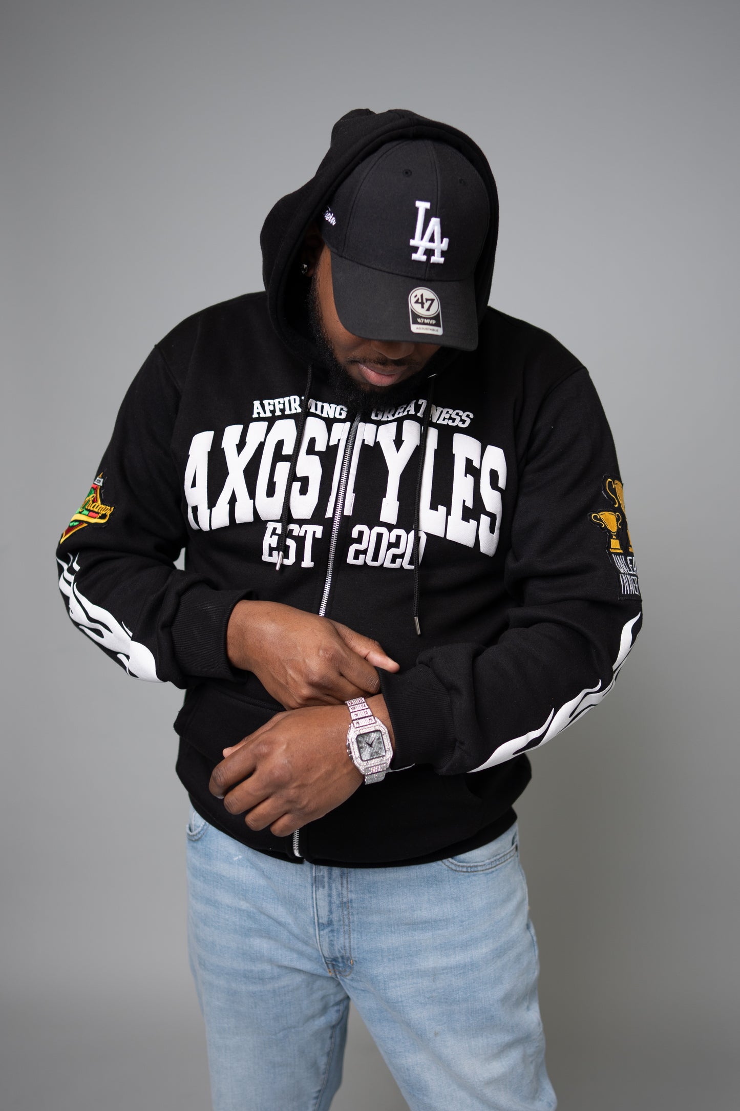 "TRUST IN YOURSELF/FLAME ON" HOODIES (BLACK/WHITE)