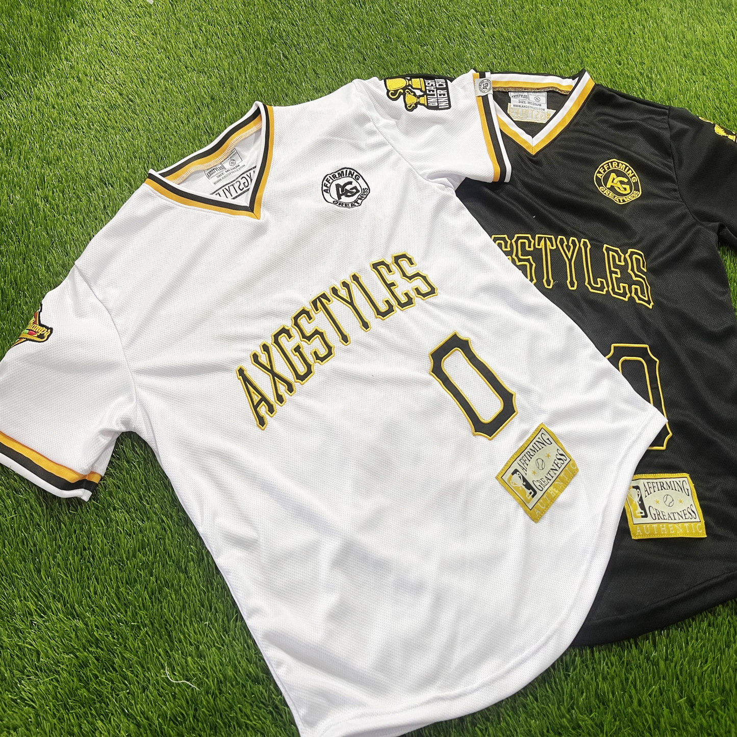 AXG BASEBALL JERSEYS (WHT/GOLD)